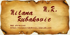 Milana Rubaković vizit kartica